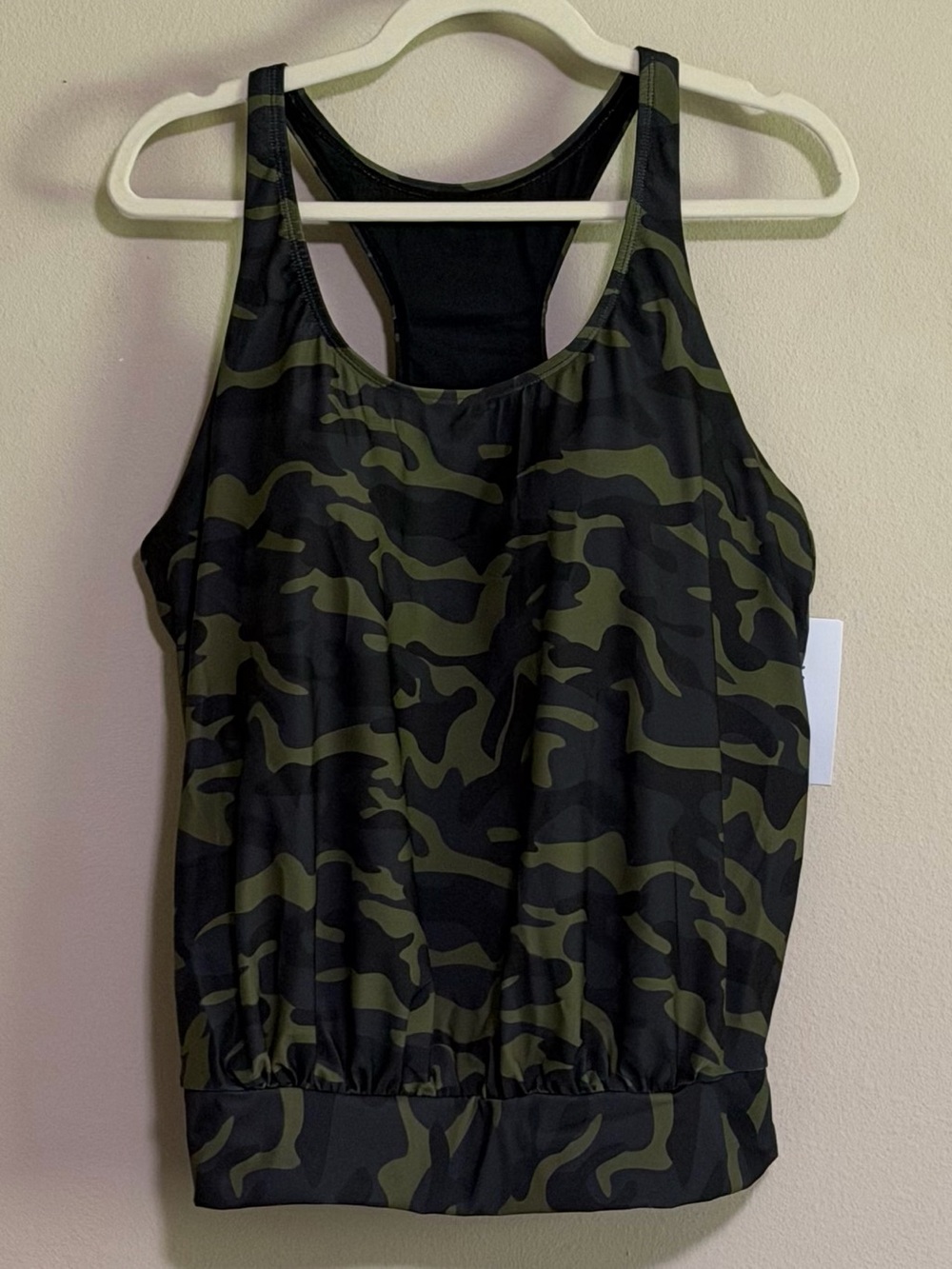 Women's Camo Tankini Top in Olive/Black